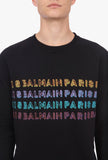 BALMAIN Multi Color Logo Crew Neck Sweatshirt, Black