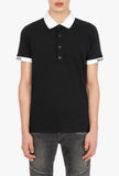 BALMAIN POLO SHIRT W/ BALMAIN RIB, Black