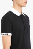 BALMAIN POLO SHIRT W/ BALMAIN RIB, Black