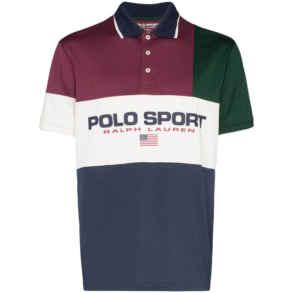 Polo Sport Ralph Lauren Men's Blue Stripe Panel Classic Fit Rugby Polo Shirt