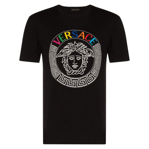 VERSACE Embroidered Logo Medusa T-Shirt, Black