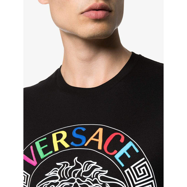 VERSACE Embroidered Logo Medusa T-Shirt, Black