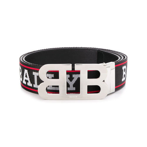 BALLY Logo Print Belt, Black