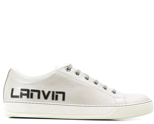 LANVIN Logo Print Low-Top Sneakers, Metallic Grey