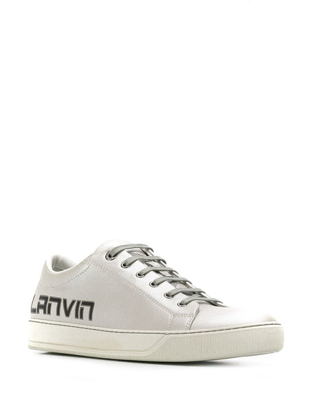 LANVIN Logo Print Low-Top Sneakers, Metallic Grey