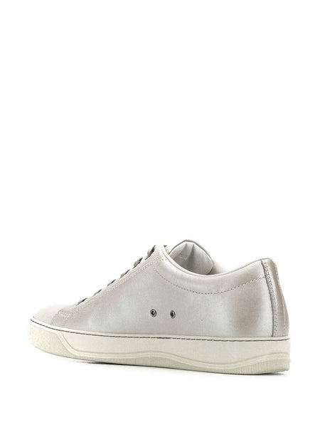 LANVIN Logo Print Low-Top Sneakers, Metallic Grey