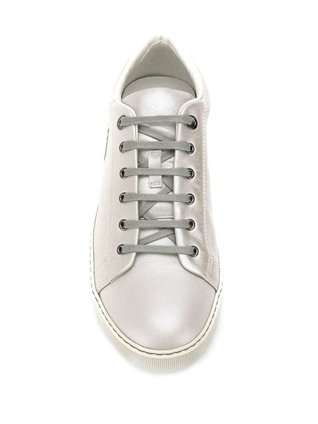 LANVIN Logo Print Low-Top Sneakers, Metallic Grey