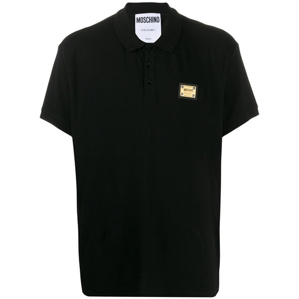 MOSCHINO Logo Patch Polo Shirt, Black