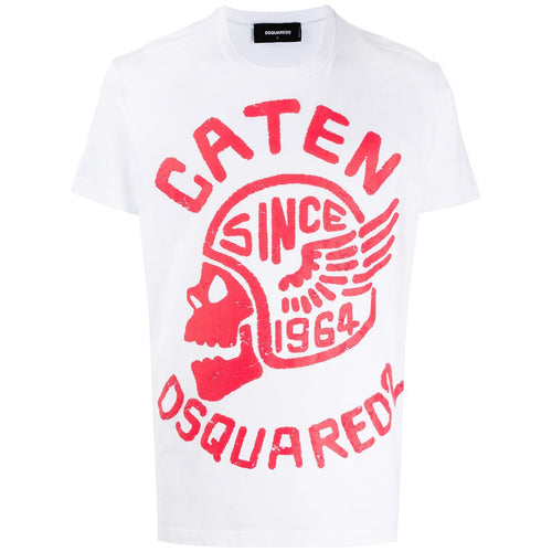 DSQUARED2 "Caten" Skull Logo Patch T-Shirt, White