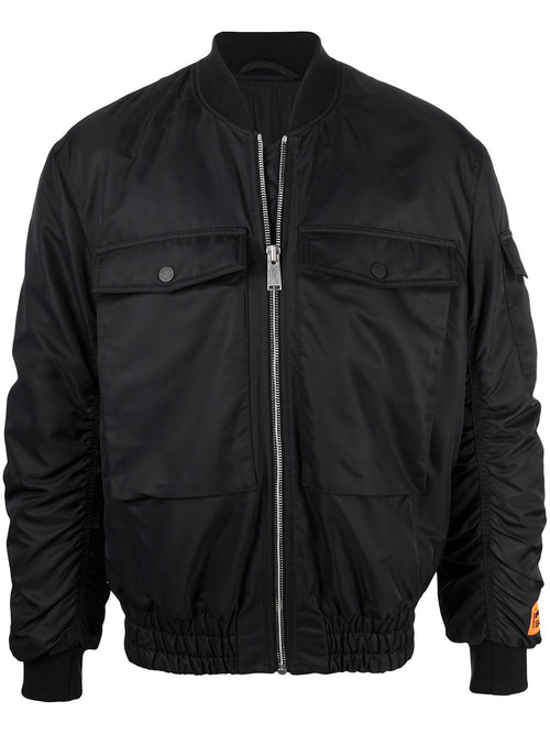 HERON PRESTON NYLON BOMBER JACKET, BLACK