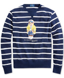 POLO RALPH LAUREN CP-93 Bear Mesh L/S T-Shirt, Navy/ White