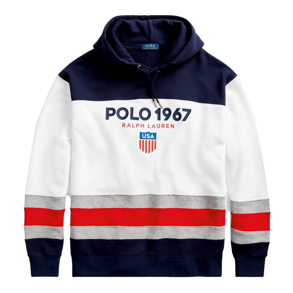 Polo Ralph Lauren Striped Fleece Pullover Hoodie in Blue for Men