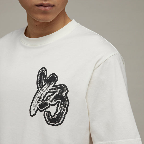 Y-3 BRUSH GFX SS TEE, OFF WHITE