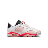 Girls Air Jordan VI Retro Low (GS) Shoe, WHITE/ATMOSPHERE-INFRARED 23-BLACK