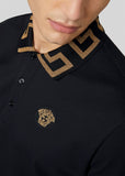 VERSACE GRECA COLLAR POLO SHIRT,Black