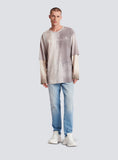 BALMAIN OVERSIZED LS LOGO T-SHIRT, MULTI/GREY