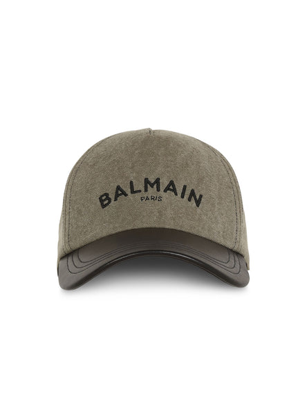 BALMAIN CANVAS LOGO CAP, KHAKI/BLACK