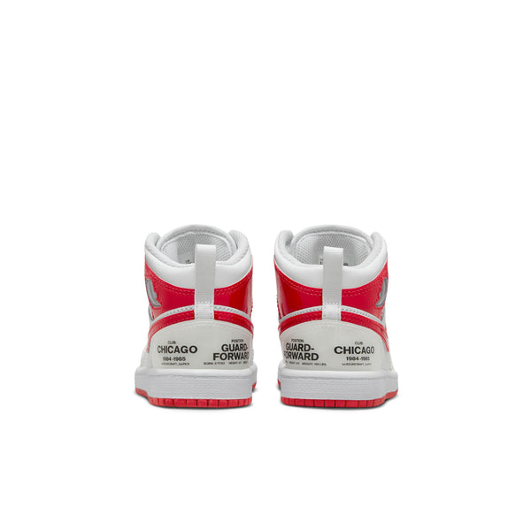 Jordan 1 Mid Sneaker School (PS), WHITE/UNIVERSITY RED