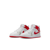 Jordan 1 Mid Sneaker School (PS), WHITE/UNIVERSITY RED