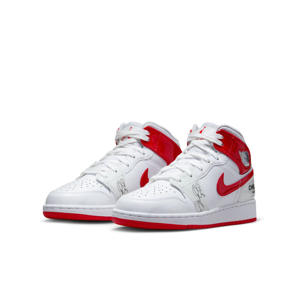 Air Jordan 1 Mid SS (GS), WHITE/UNIVERSITY RED