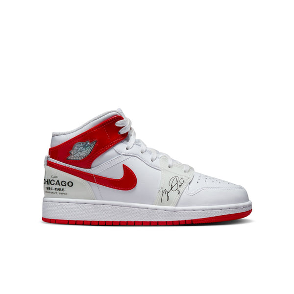 Air Jordan 1 Mid SS (GS), WHITE/UNIVERSITY RED