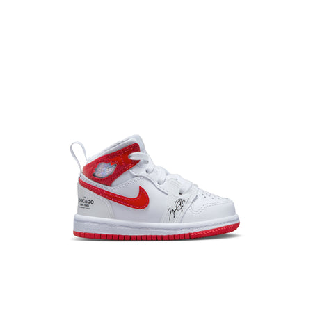 Jordan 1 Mid (PS), WHITE/GYM RED-BLACK