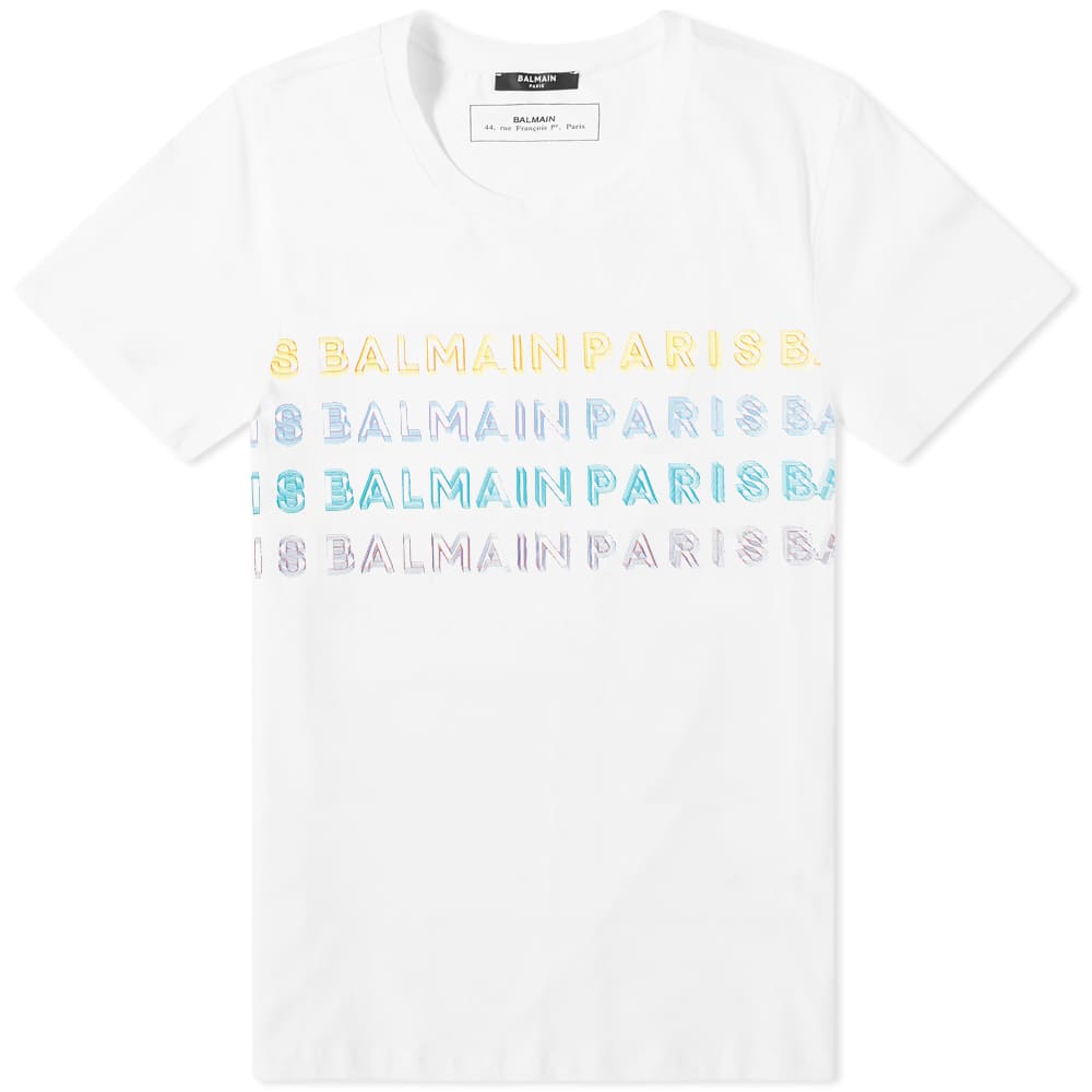 Factureerbaar bezig homoseksueel BALMAIN Multi Color Logo T-Shirt, White – OZNICO