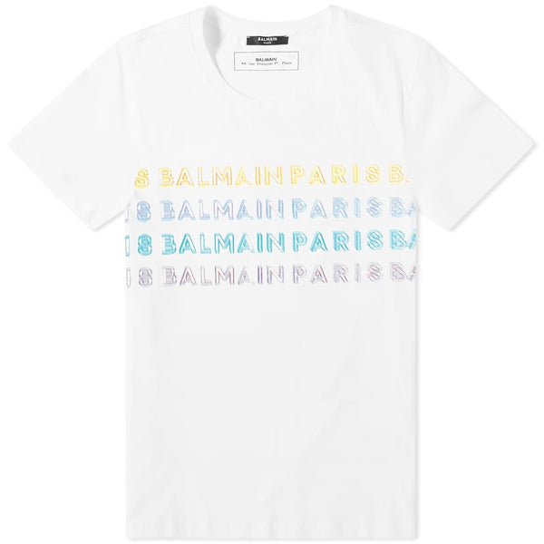 BALMAIN Multi Color Logo T-Shirt, White