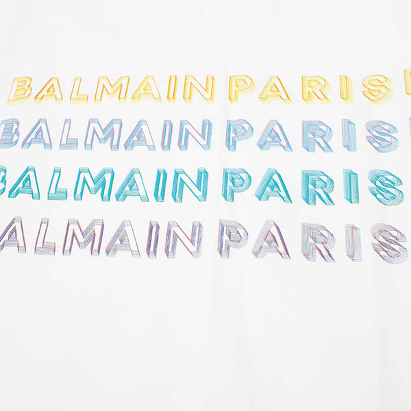 BALMAIN Multi Color Logo T-Shirt, White