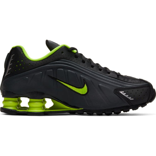 NIKE SHOX R4 (GS) BLACK/VOLT-ANTHRACITE-METALLIC SILVER