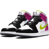 AIR JORDAN 1 MID SE (GS) WHITE/CYBER-ACTIVE FUCHSIA-BLACK