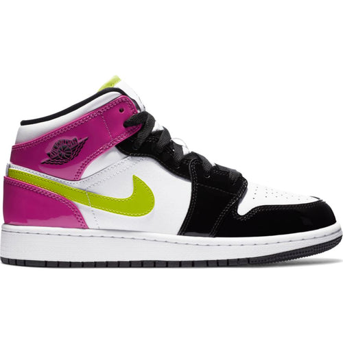 AIR JORDAN 1 MID SE (GS) WHITE/CYBER-ACTIVE FUCHSIA-BLACK