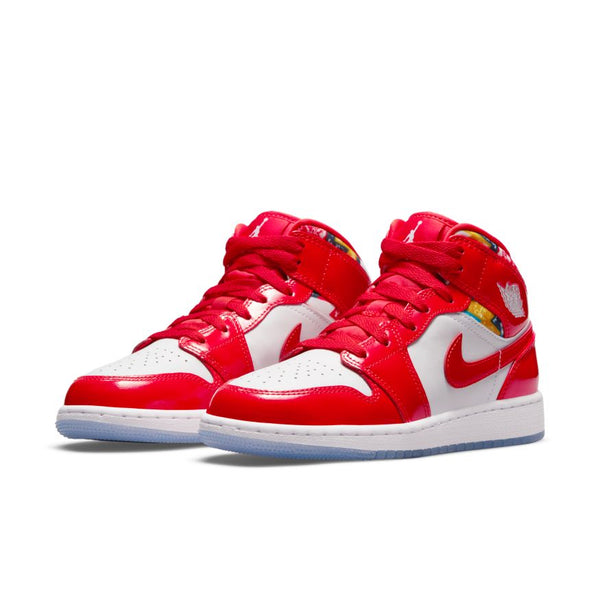 Air Jordan 1 Mid SE, CHILE RED/WHITE-POLLEN-ARMORY NAVY