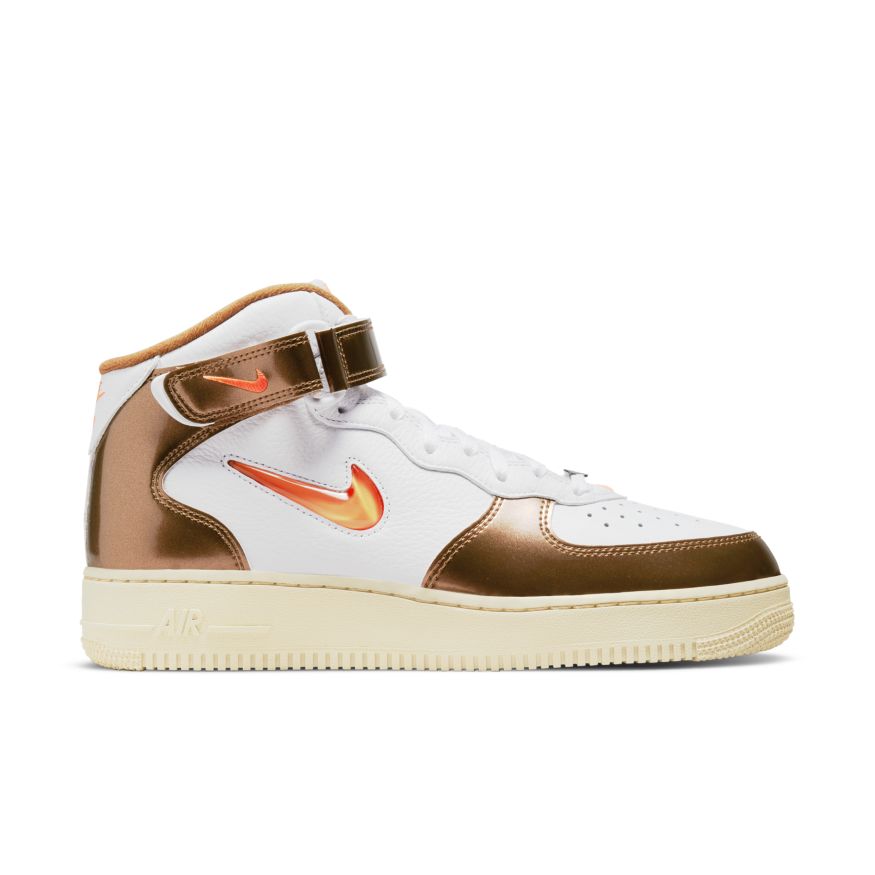 Nike Air Force 1 Mid QS 10.5 / White/Total Orange-Oil Green