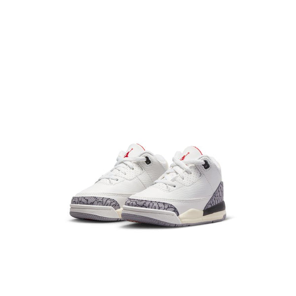 Jordan 3 Retro (TD), SUMMIT WHITE/FIRE RED-BLACK-CEMENT GREY