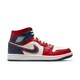 WMNS Air Jordan 1 Mid SE , GYM RED/MIDNIGHT NAVY-SAIL-LT IRON ORE