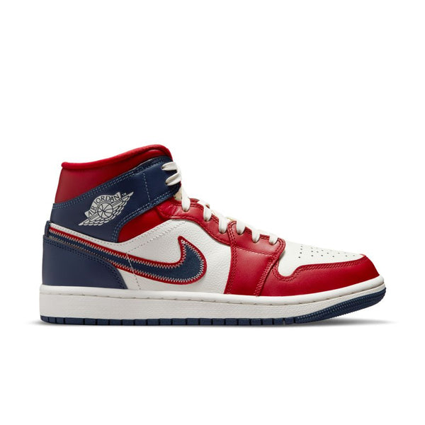 WMNS Air Jordan 1 Mid SE , GYM RED/MIDNIGHT NAVY-SAIL-LT IRON ORE