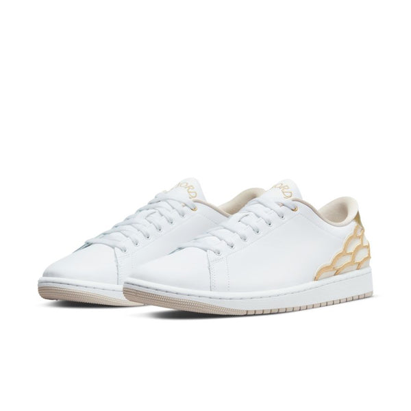 Air Jordan 1 Centre Court , WHITE/LT OREWOOD BRN-METALLIC GOLD