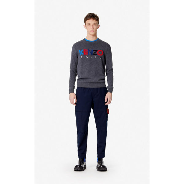 KENZO Logo Embroidered Sweater, Anthracite