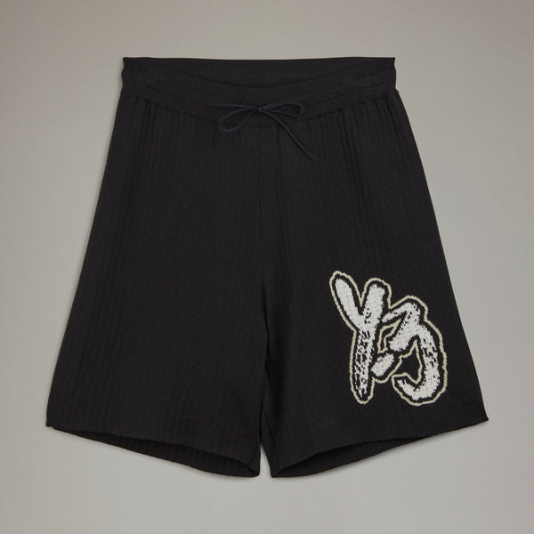 Y-3 KNIT SHORTS, BLACK