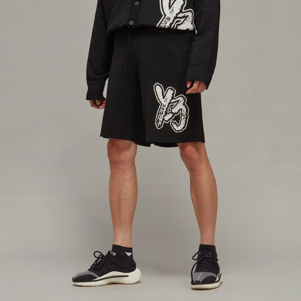 Y-3 KNIT SHORTS, BLACK