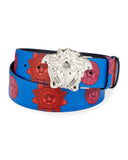 VERSACE PRINTED MEDUSA HEAD LEATHER BELT, Multi