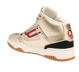 BALLY Champion King Metallic Leather High Top Sneakers, Antic Gold