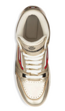 BALLY Champion King Metallic Leather High Top Sneakers, Antic Gold