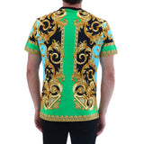 VERSACE Baroque Print T-Shirt, Green/ Light Blue