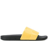 ADIDAS X RAF SIMONS Adilette Checkerboard Slides, Black/ Yellow-OZNICO