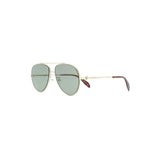 ALEXANDER MCQUEEN Aviator Shaped Sunglasses, Gold/ Green-OZNICO