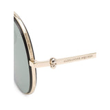 ALEXANDER MCQUEEN Aviator Shaped Sunglasses, Gold/ Green-OZNICO