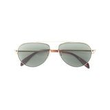 ALEXANDER MCQUEEN Aviator Shaped Sunglasses, Gold/ Green-OZNICO