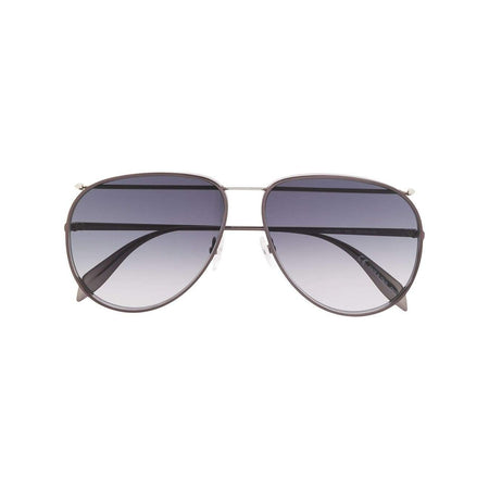 ALEXANDER MCQUEEN Piercing Pilot Frame Sunglasses, Black/ Silver